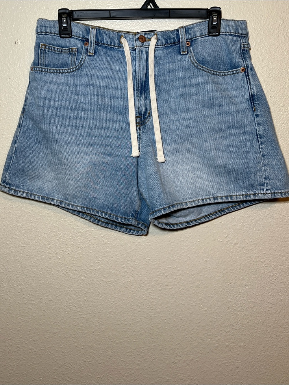 Gap Denim Pull On Drawstring Jean Midi Shorts Light Wash Indigo 14/32